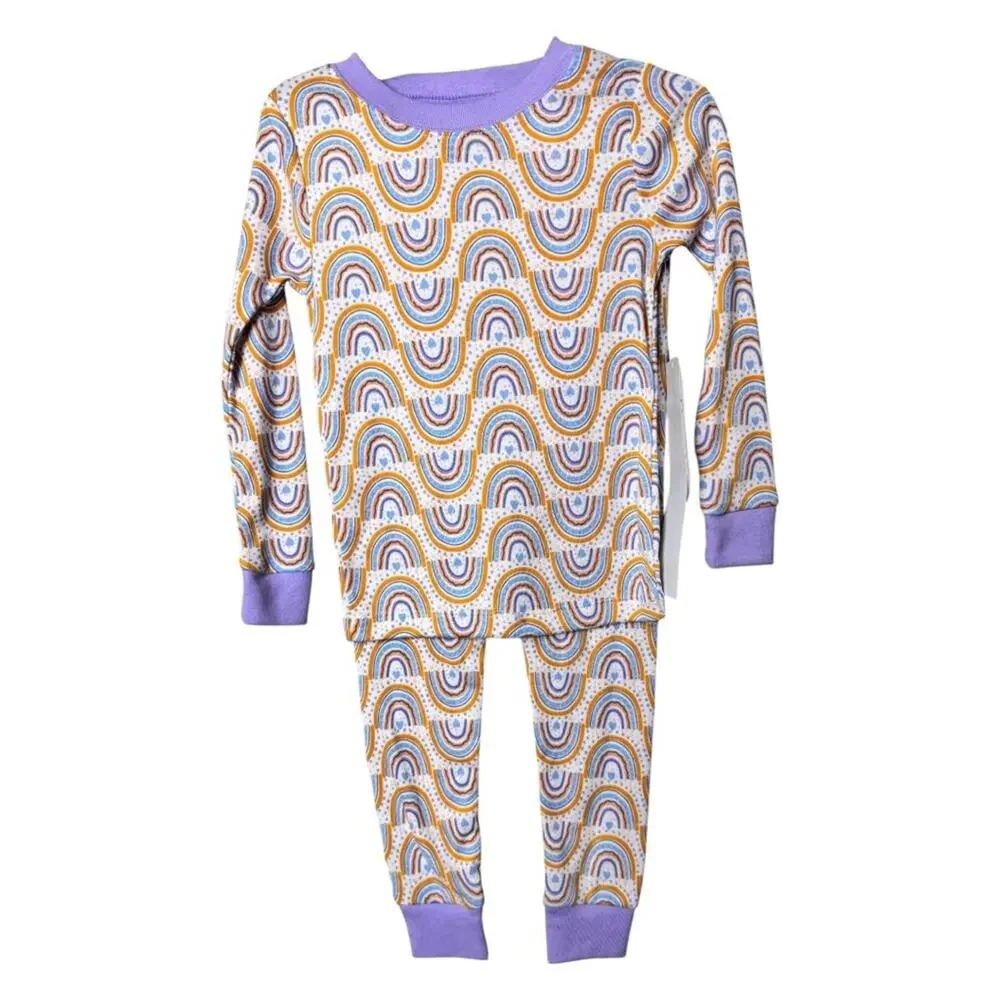 Wonder Nation Two Piece Toddler Matching Sleep Rainbow Patterned Pajama Set NWT